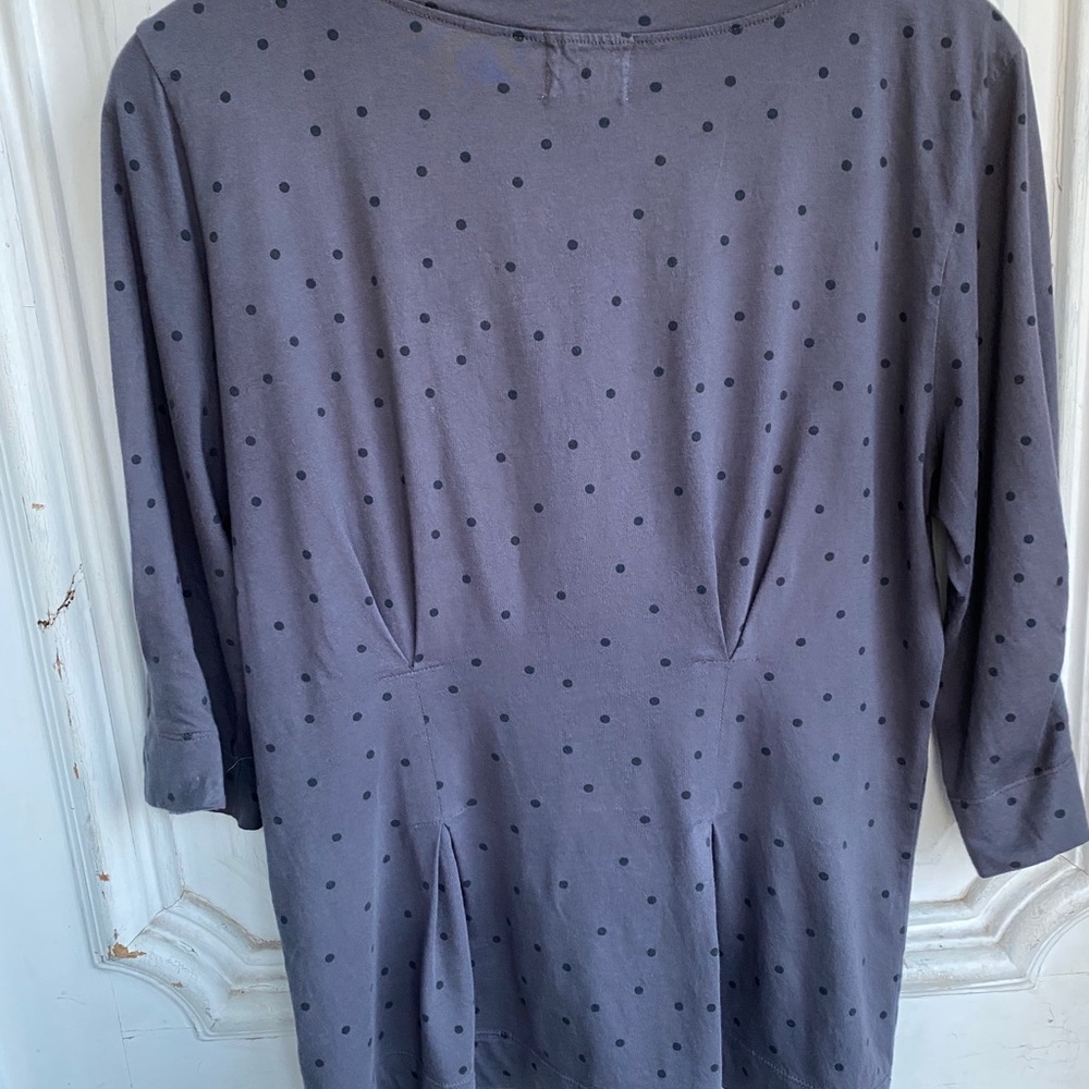 Anthroplogie Polka Dot Fitted Cotton Knit Top XL